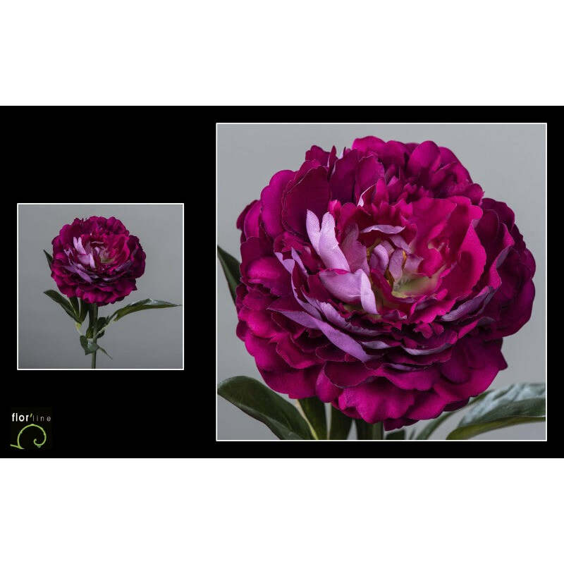 Fleur artificielle de Pivoine velours POURPRE hauteur 77 cm - NO3