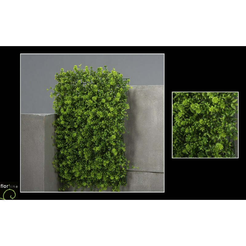 Dalle végétalisée artificielle - décoration murale - 40 cm X 60 cm vert traitement UV ETG MEZZA