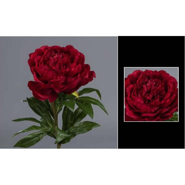 Fleur artificielle Pivoine - décoration d'intérieur - H. 68cm - rouge - P4