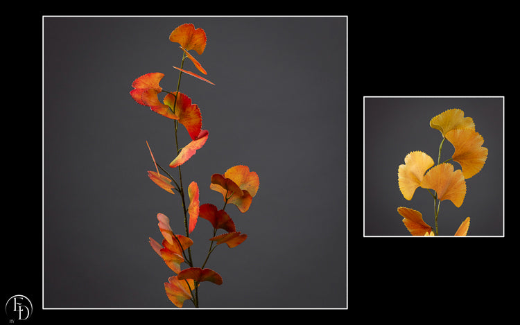 Branche de Ginkgo Biloba artificielle jaune 80 cm – Feuillage automnal raffiné