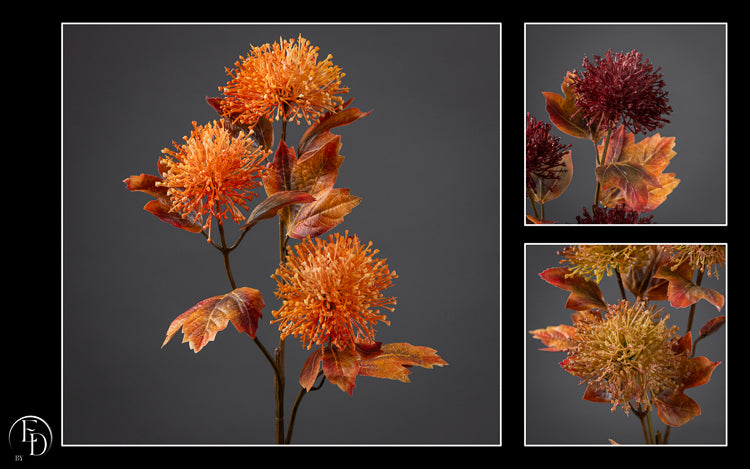 Branche de Viburnum artificielle jaune/orange H.80 cm – Feuillage lumineux aux couleurs d'automne