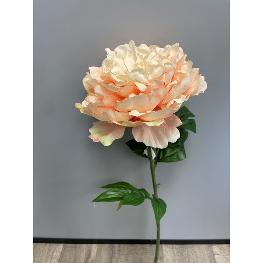 Fleur artificielle Pivoine géante - décoration d'intérieur - H. 80cm - saumon - R4