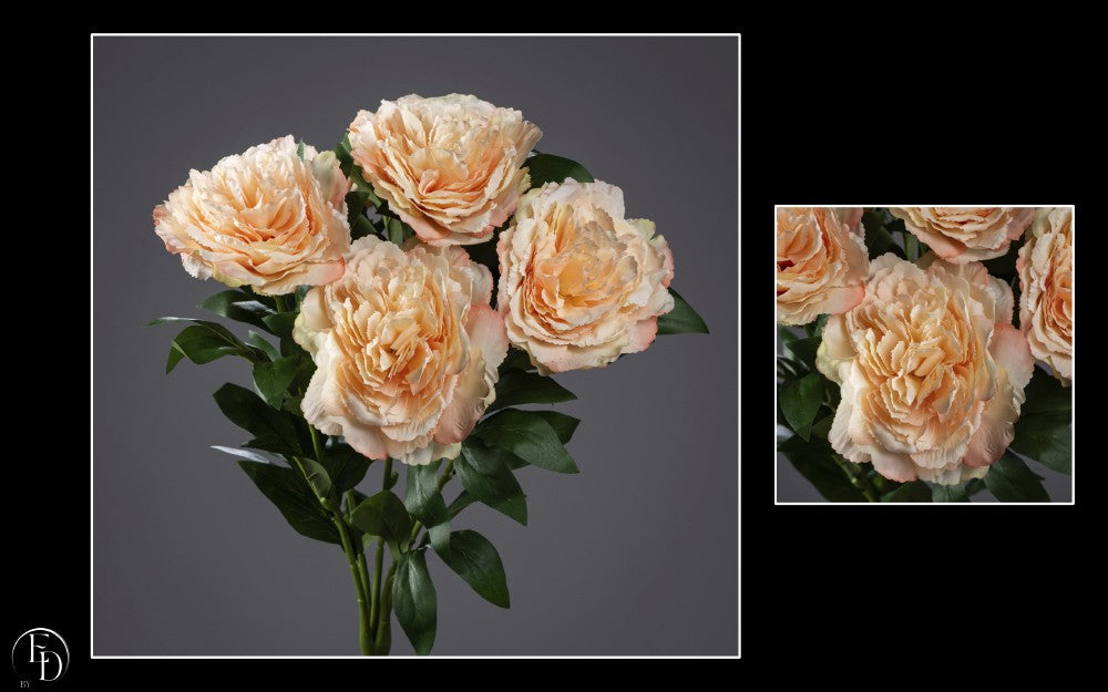 Bouquet de Pivoines artificielles saumon sur piquet - H.55 cm – Chaleur et charme naturel