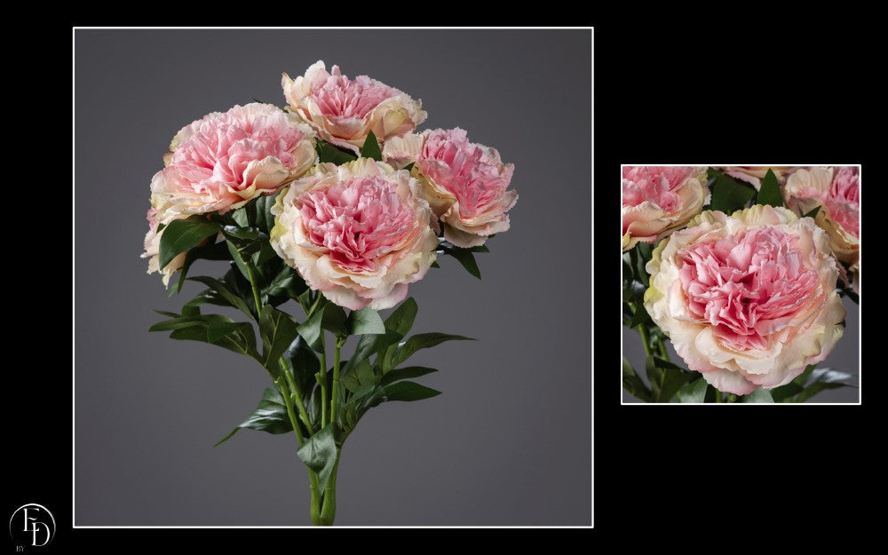 Bouquet de Pivoines artificielles lavande/rose sur piquet - H.55 cm – Raffinement floral et douceur romantique