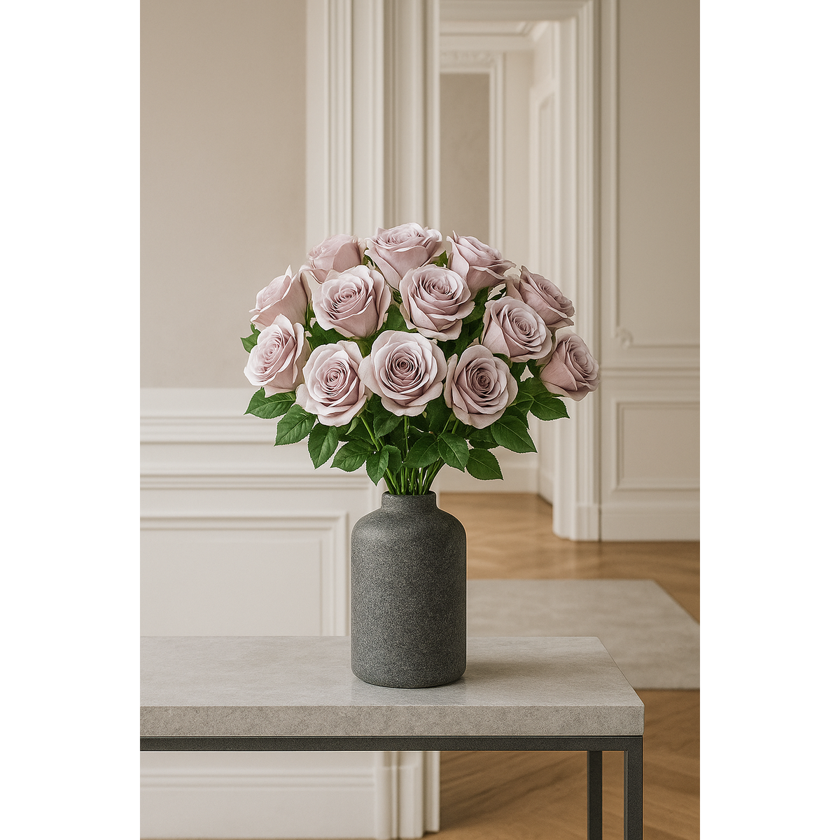 Fleur artificielle rose - composition florale - H.68cm - mauve clair R3