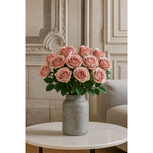 Fleur artificielle rose - composition florale - H.68cm - rose R3