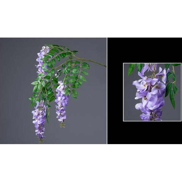 Branche de Glycine 3 fleurs - décoration intérieure - H.73cm - parme - S4