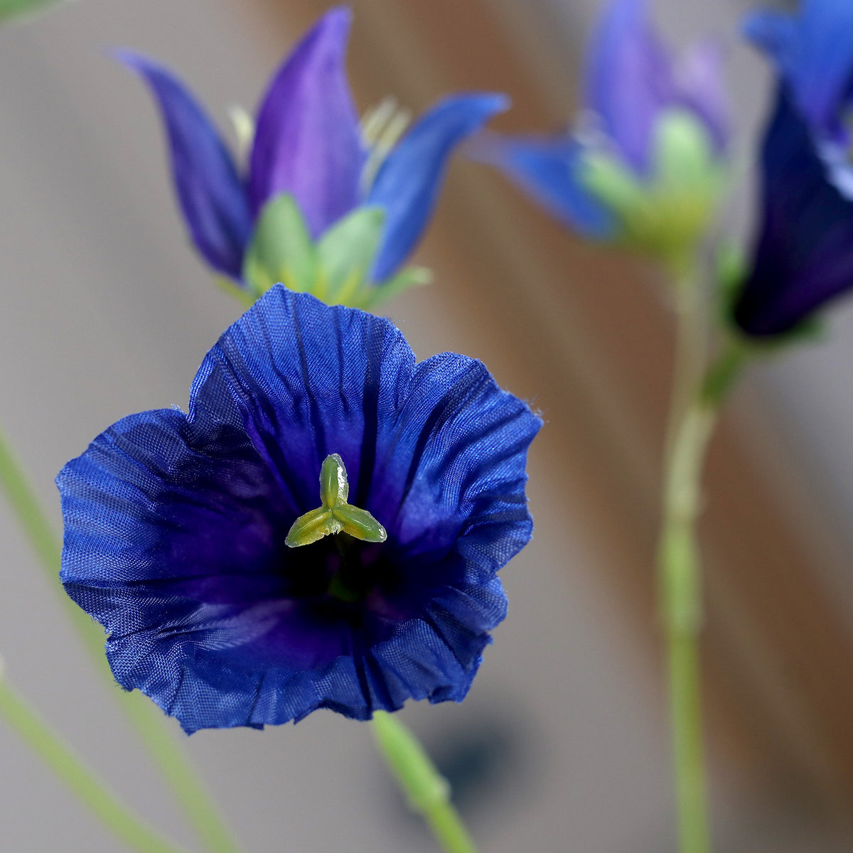 Fleur artificielle de Campanule bleue - Composition bouquet - H.60cm - 3 fleurs ouvertes et 3 fermées - MAG