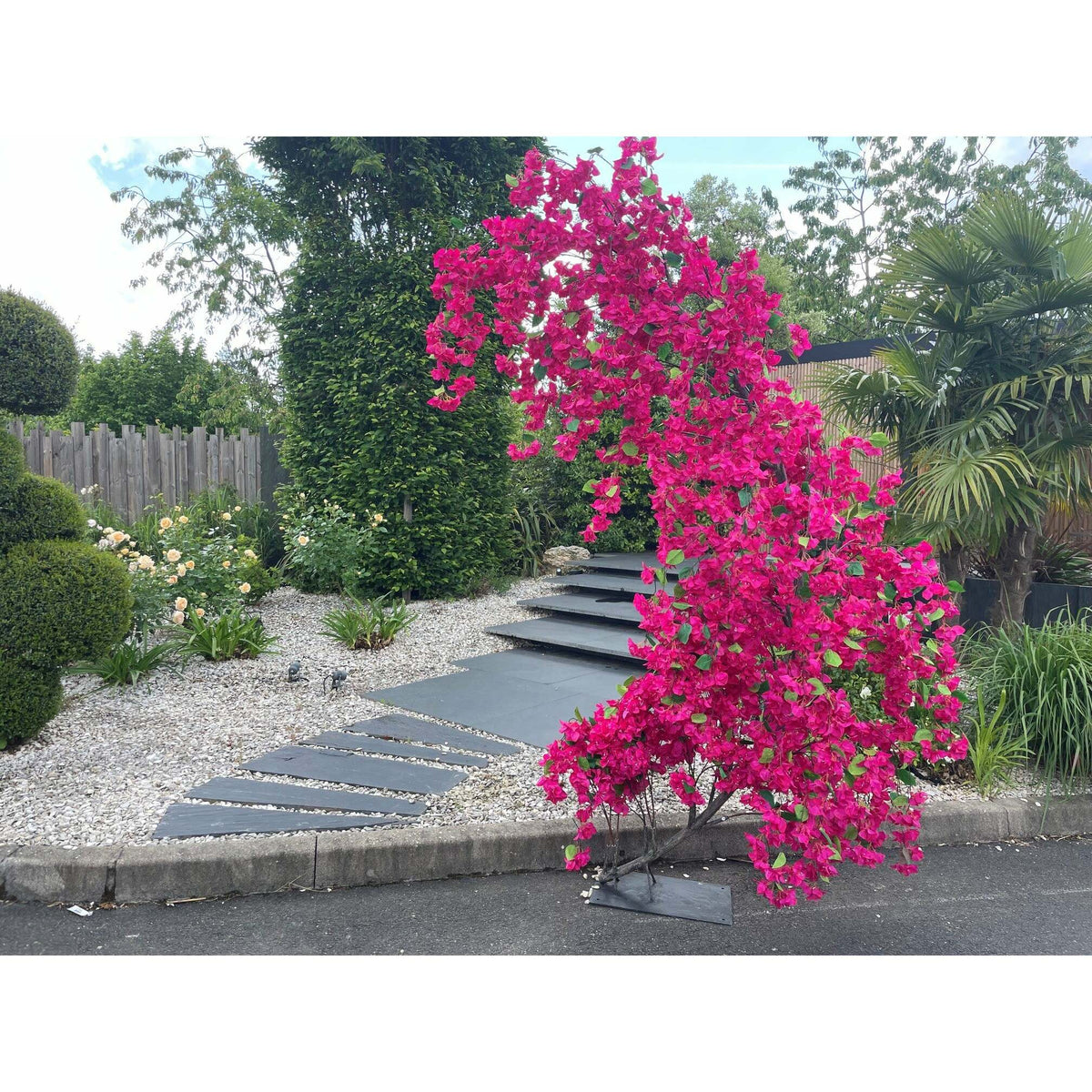 1/2 Arche de Bougainvillier artificiel « Lilas des Indes » – 300 cm – Fuchsia / Pourpre