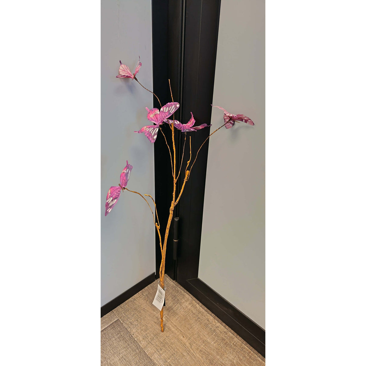 Branche artificielle décorative de 5 papillons- décoration d'intérieur - H. 69 cm fuschia rose- P2