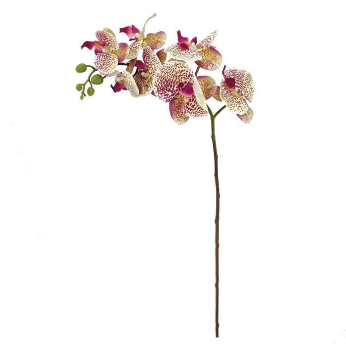 Fleur artificielle Orchidée Phalaenopsis 7 fleurs Moucheté - Naturel Touch - H.93cm Fuchsia R3