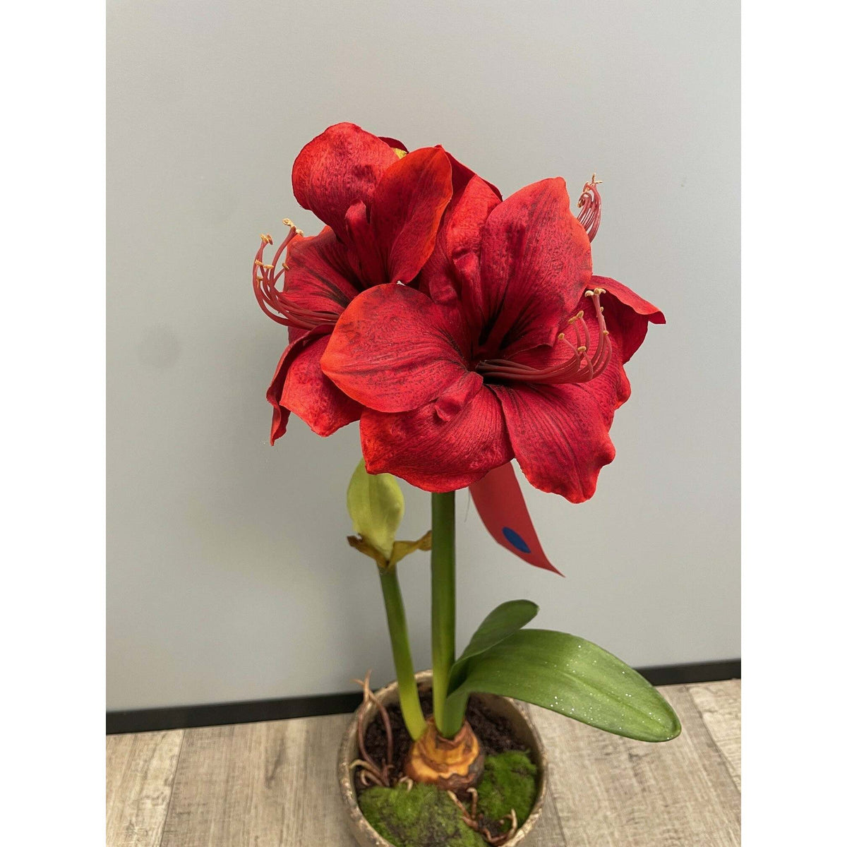 Amaryllis artificielle en pot - décoration intérieure - H.69cm - rouge