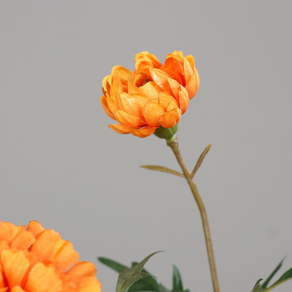 Fleur artificielle Tagète saumon- composition bouquet - H.71 cm - 2 grandes fleurs et 1 petite - MAG