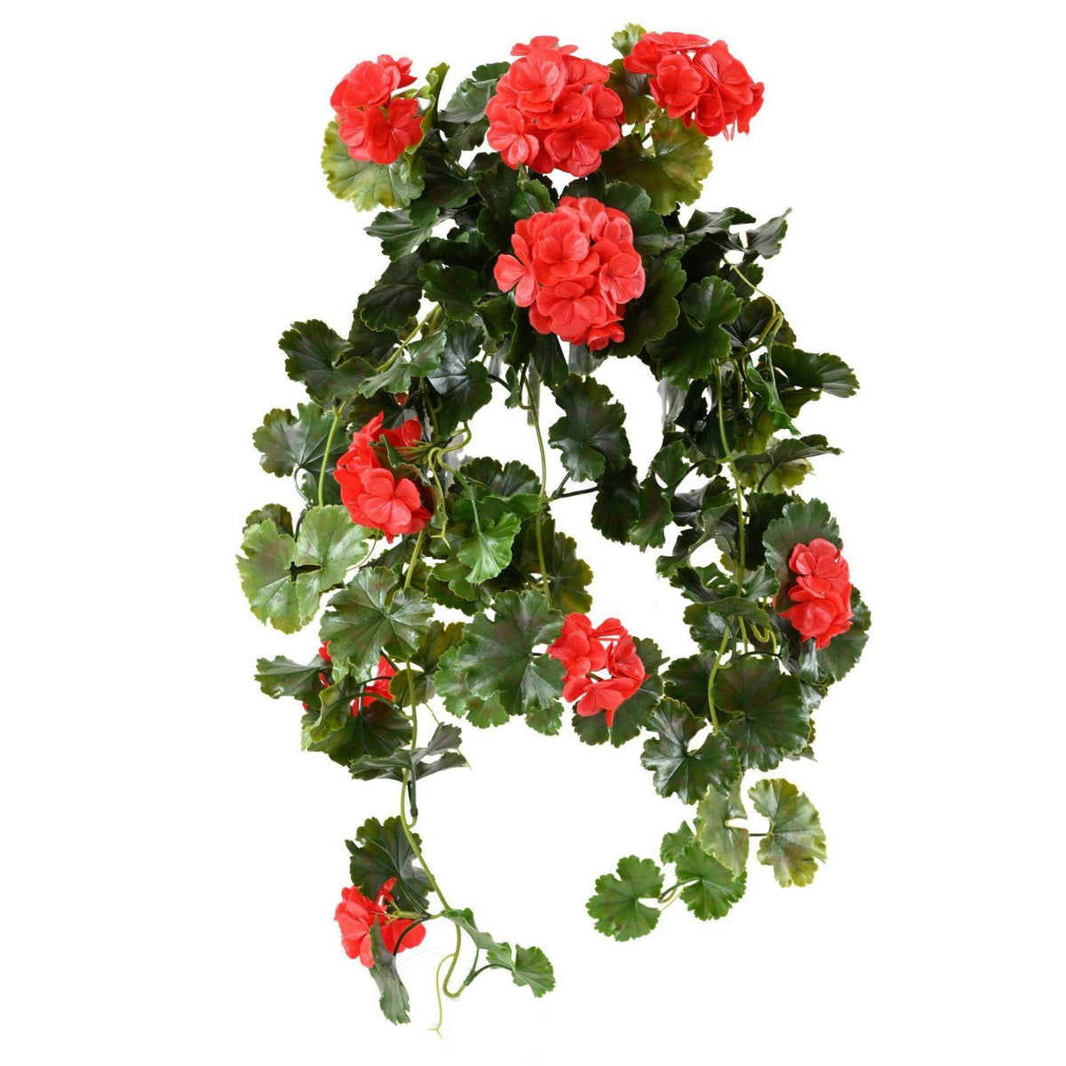 Chute artificielle fleurie Géranium UV 10 têtes - plante d'extérieur - H.65cm rouge - G4