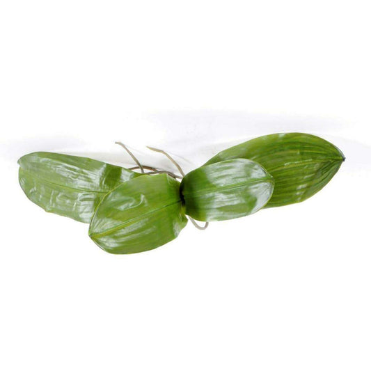 Feuillage artificiel piquet Feuilles d'orchidée phalaenopsis H.24cm vert K3
