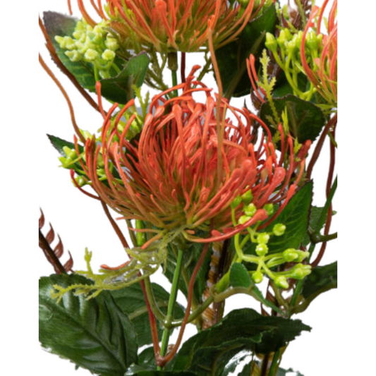 Fleur artificielle tige de Protea - création florale intérieur - H.82cm vert brique-R1