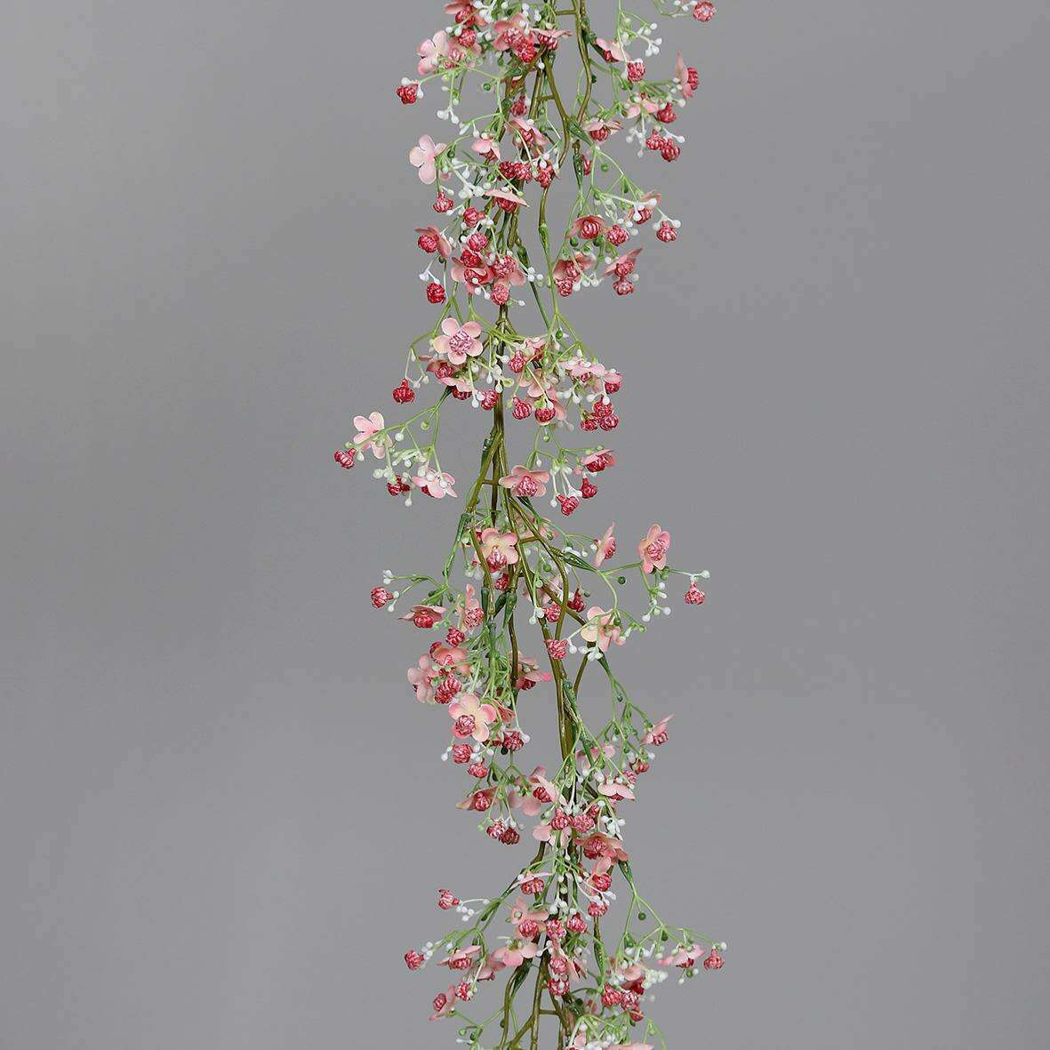 Guirlande artificielle fleurie Gypsophile - création florale - H.120cm rose Q2