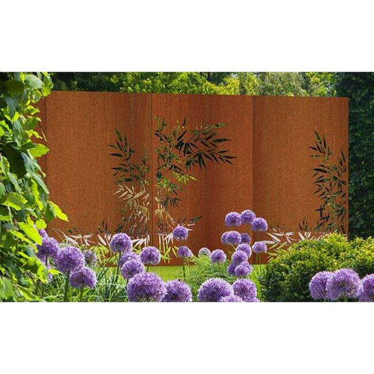 Panneau Acier Corten décors Naturel Bambou - jardin terrasse - H.180x110cm rouille