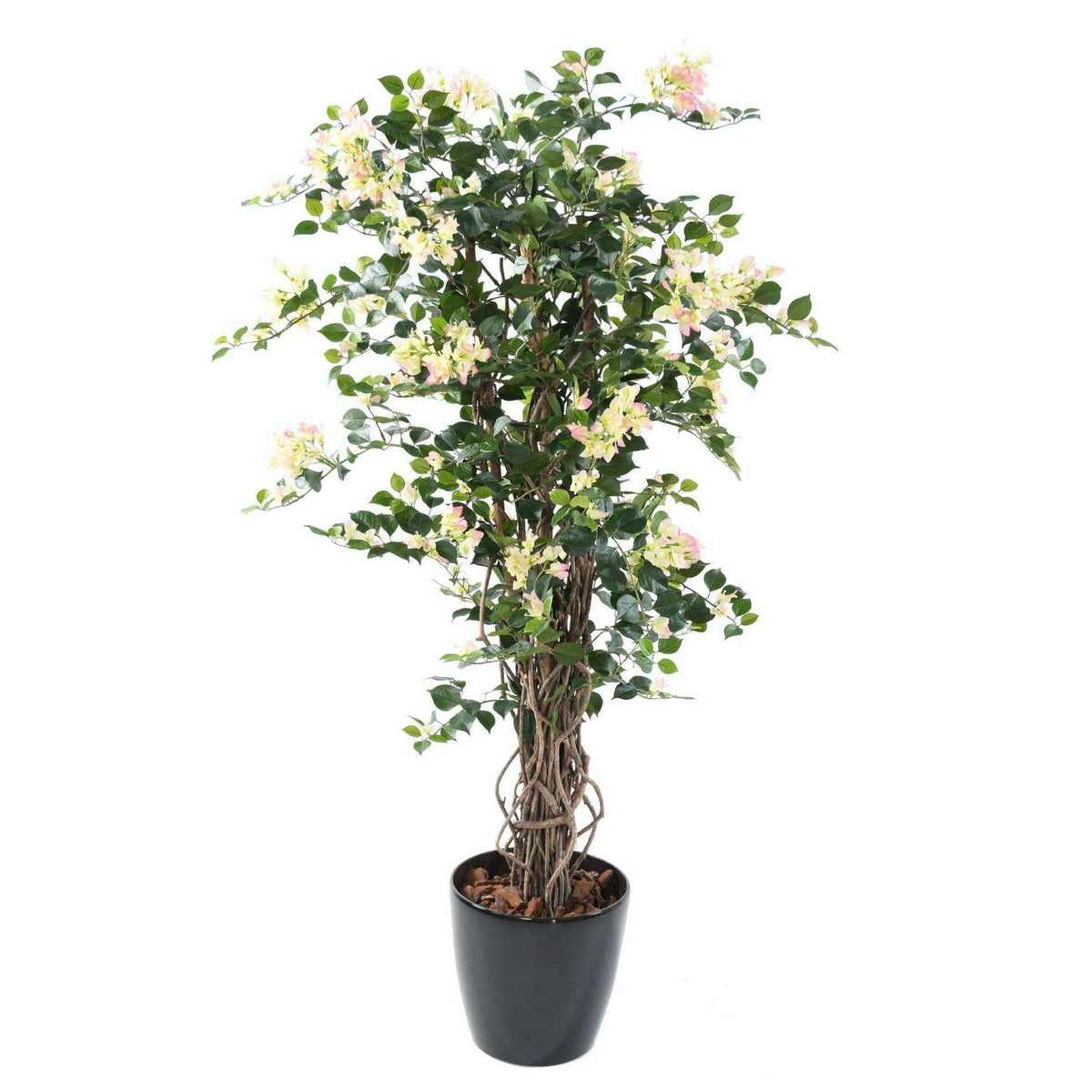 Plante artificielle fleurie Bougainvillier - arbre semi-naturel d'intérieur - H.150cm blanc rose B