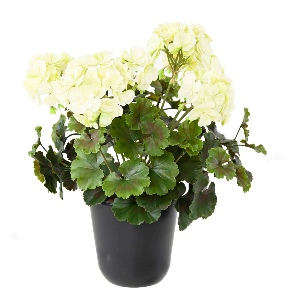 Plante artificielle fleurie Géranium UV 6 têtes - intérieur extérieur - H.35cm blanc - G3