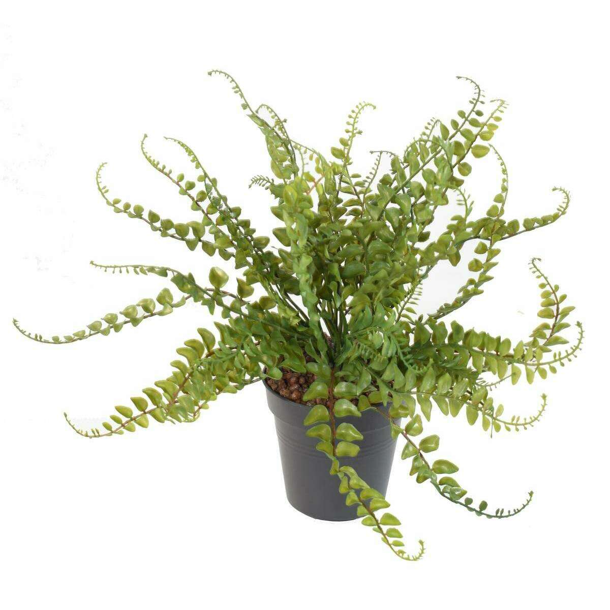 Plante artificielle Fougère plastique en piquet - intérieur extérieur - H.38cm vert - F3