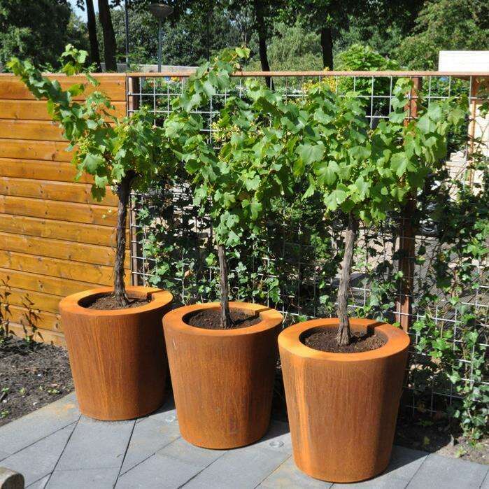 Pot pour fleur bac conique Cado rouillé - extérieur jardin - H.80xØ.80cm Corten