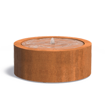 Table d'eau ronde fontaine avec LED - extérieur jardin - Ø.100xH.40cm Acier Corten