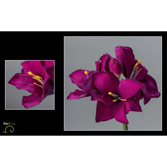 Fleur artificielle d'Amaryllis velours POURPRE hauteur 51 cm - NO2