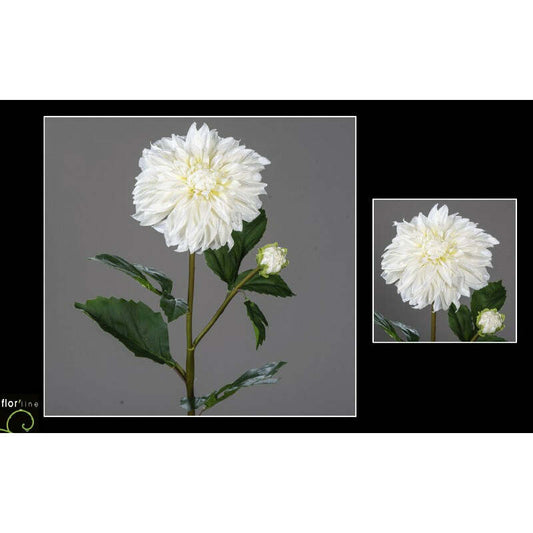 Fleur artificielle de Dahlia avec un bouton - décoration d'intérieur - H.79 cm crème - P4