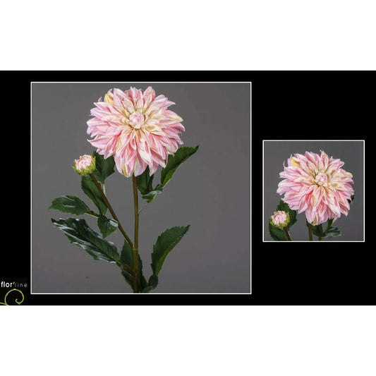 Fleur artificielle de Dahlia avec un bouton - décoration d'intérieur - H.79 cm - rose - Q3