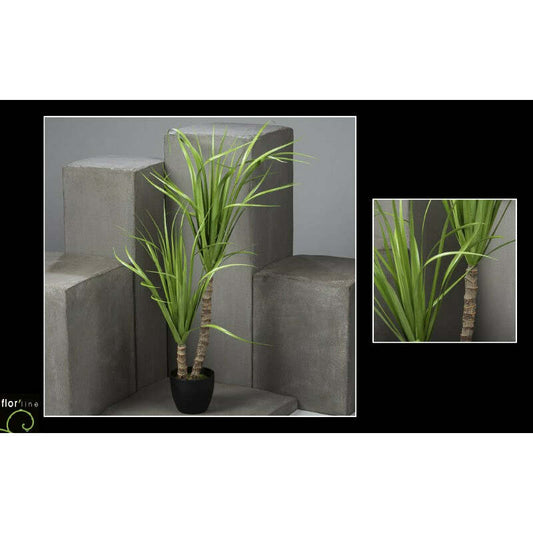 Plante artificielle Dracaena 2 troncs en pot - décoration d'intérieur - H.90 cm vert dépôt