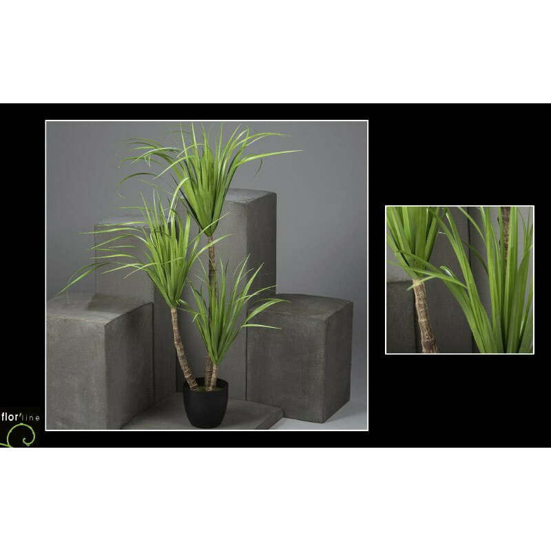 Plante artificielle Dracaena 3 troncs en pot - décoration d'intérieur - H.120 cm vert dépôt