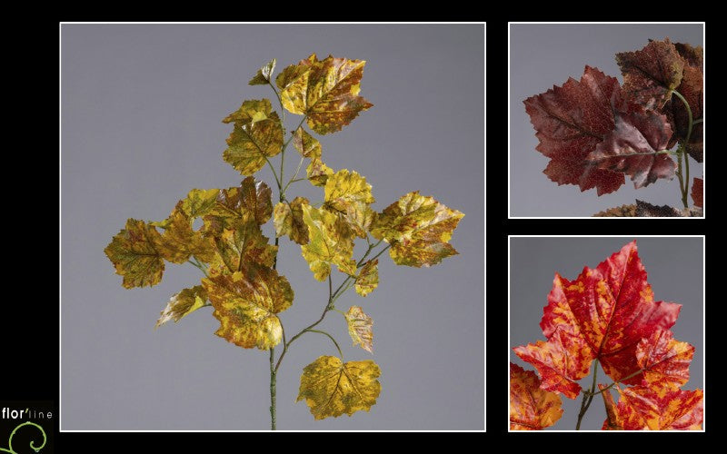 Branche d’Ampelopsis artificielle vert, jaune et marron H.70 cm – Feuillage naturel aux couleurs automnale