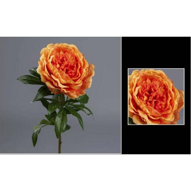 Fleur artificielle Pivoine - décoration d'intérieur - H. 68cm - orange - P4