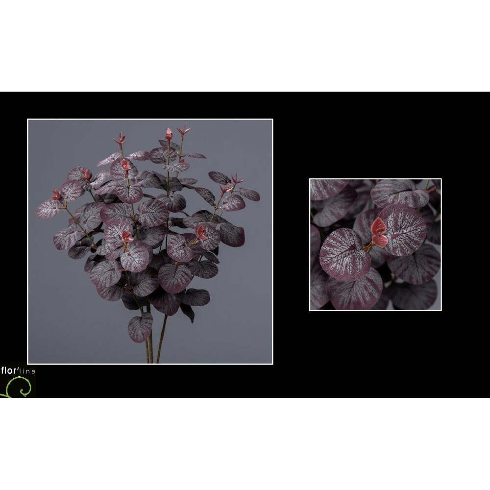 Plante artificielle piquet d'eucalyptus- décoration d'intérieur - H. 54 cm lie de vin - P3