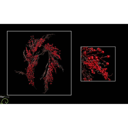 guirlande artificielle de baies Ribes ROUGE hauteur 155 cm - NO3