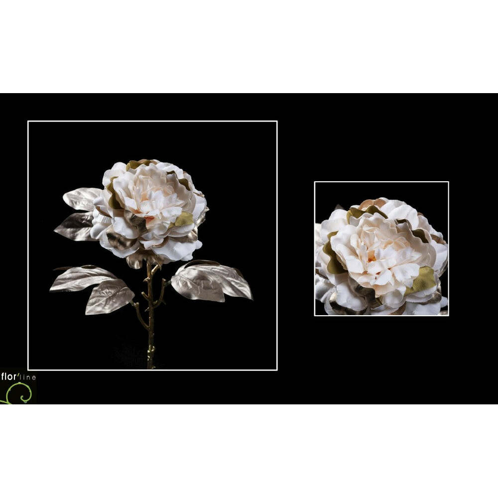 Tige de pivoine fleur artificielle 2 tons velours champagne or hauteur 68 cm - NO2