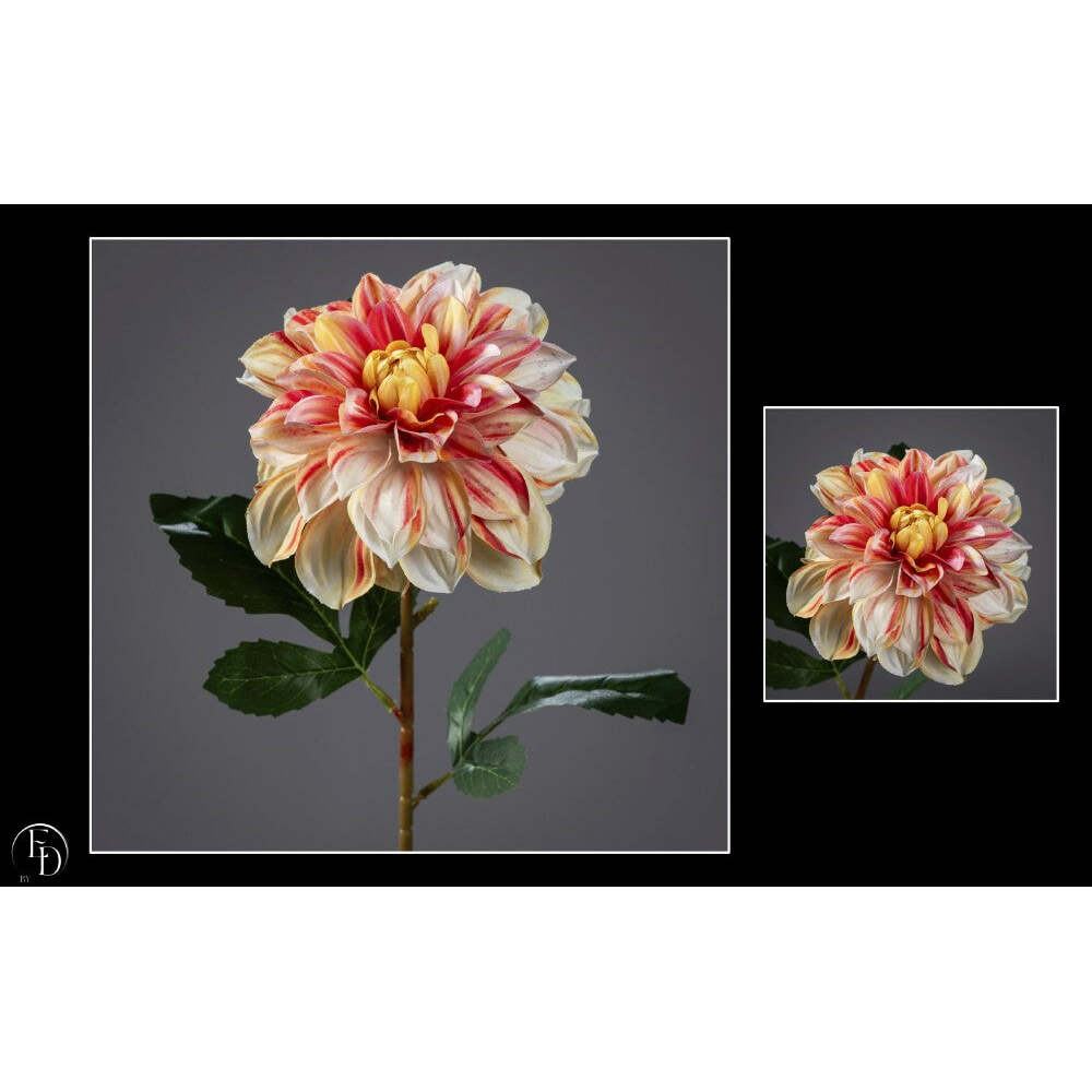 Fleur artificielle dahlia- décoration d'intérieur - H. 60 cm saumon fuschia Z4