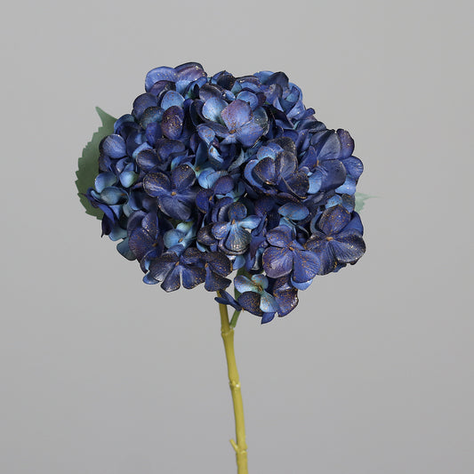 Fleur artificielle Hortensia bleu et paillettes dorées - H.63cm - NO2