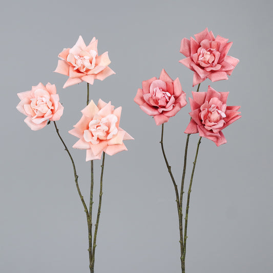 Fleur artificielle Rose 3 fleurs - composition bouquet - H.69 cm - Saumon - MAG