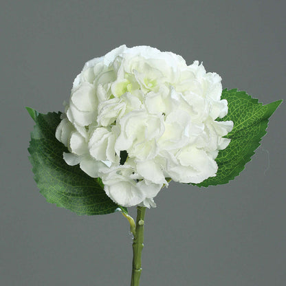 Fleur artificielle Hortensia et 3 feuilles - création bouquet composition - H.44 cm Crème Q2