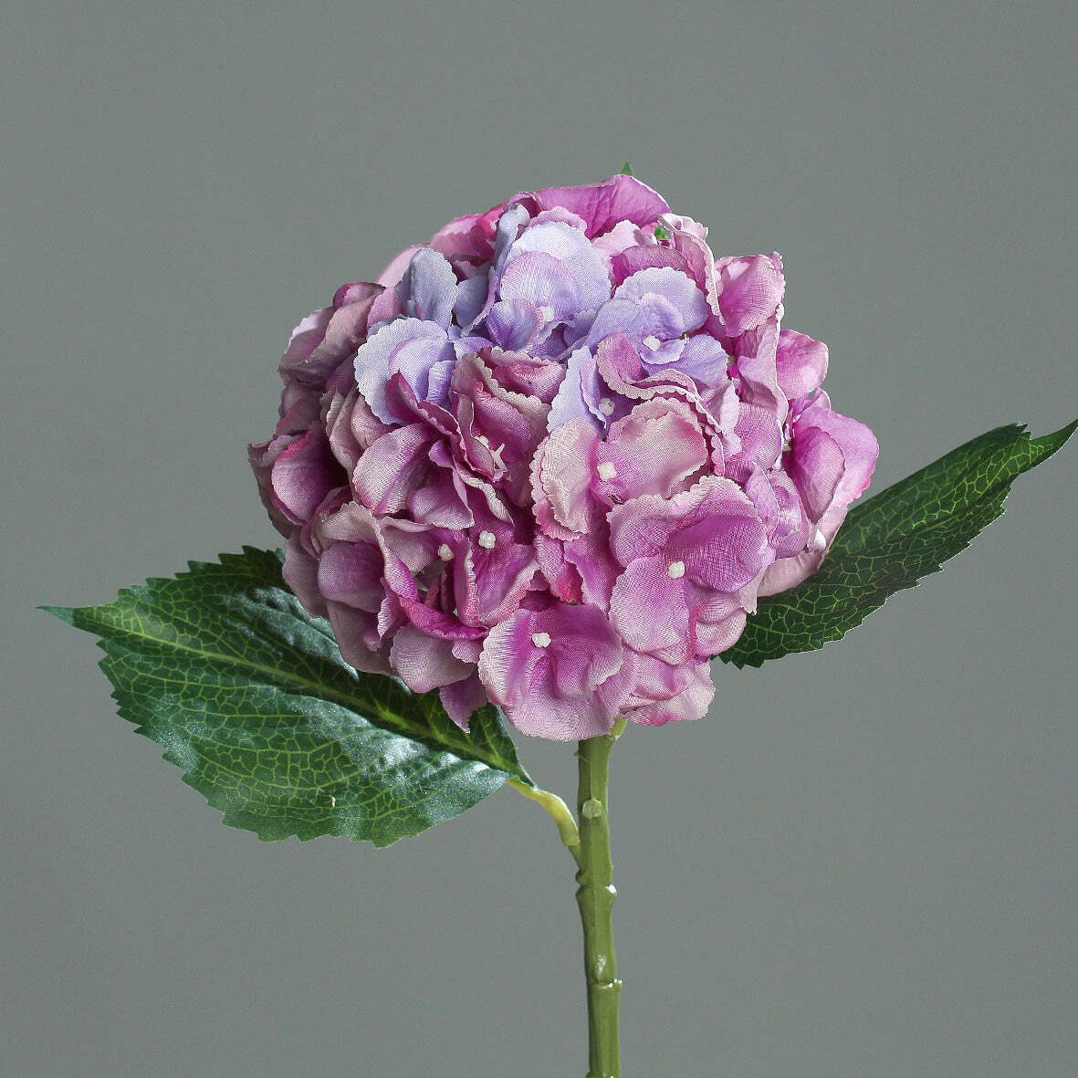 Fleur artificielle Hortensia et 3 feuilles - création bouquet composition - H.44 cm lavande Q2