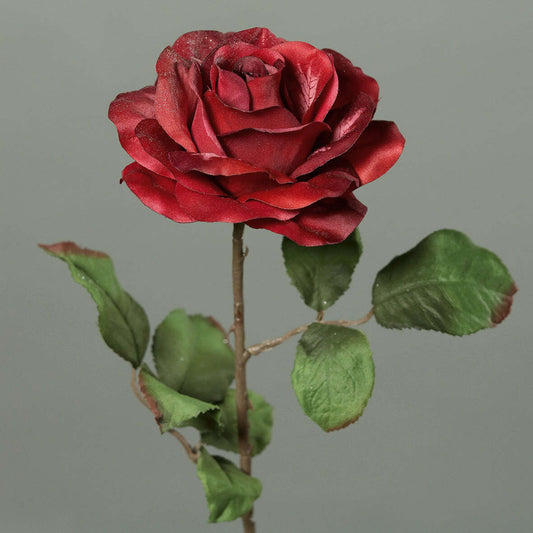 Fleur artificielle - Rose - composition florale - H.62cm rouge bordeaux - chariot noel