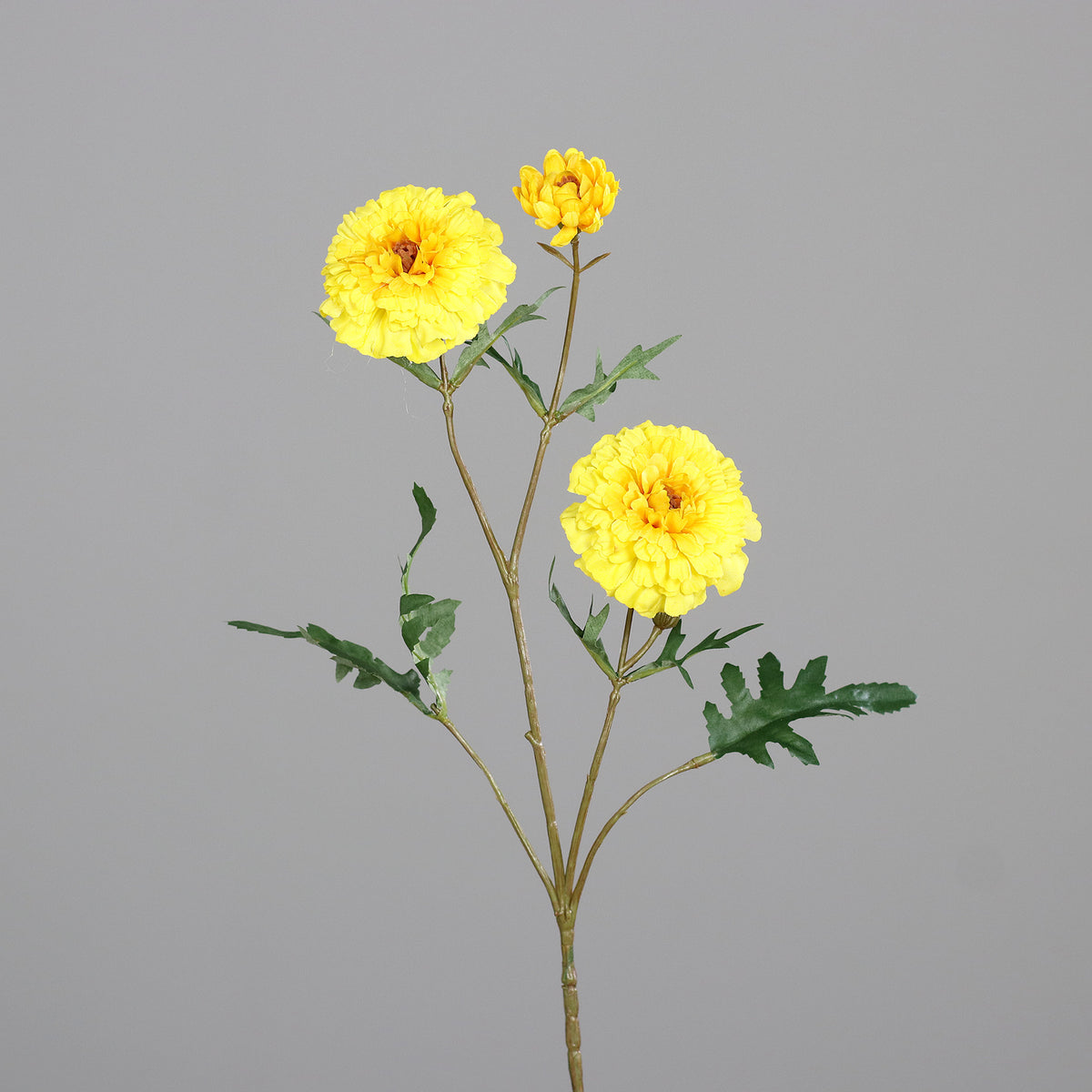 Fleur artificielle Tagète jaune- composition bouquet - H.71 cm - 2 grandes fleurs et 1 petite - MAG
