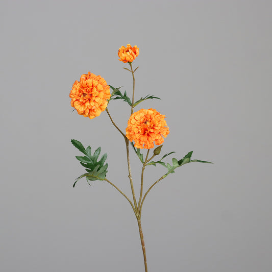 Fleur artificielle Tagète saumon- composition bouquet - H.71 cm - 2 grandes fleurs et 1 petite - MAG