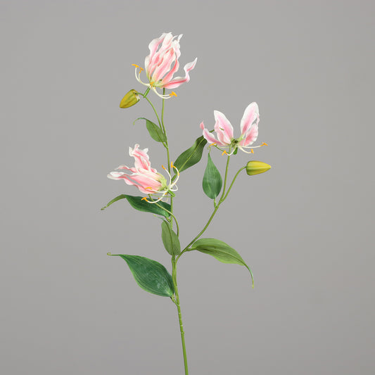 Fleur artificielle Gloriosa rose - Composition bouquet - H.84cm - 3 fleurs et 2 boutons - MAG