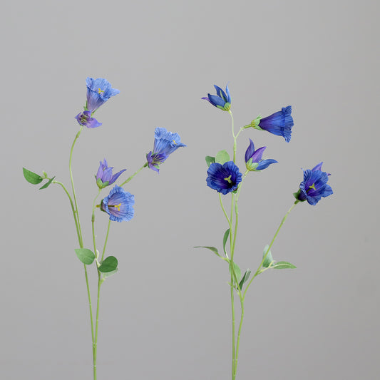 Fleur artificielle de Campanule bleue - Composition bouquet - H.60cm - 3 fleurs ouvertes et 3 fermées - MAG
