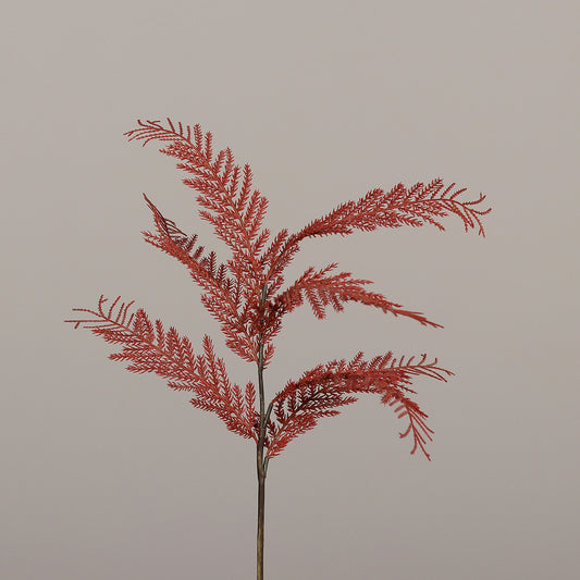 Branche de fougère artificielle rouge - H.68 cm – 6 feuilles retombantes - MAG