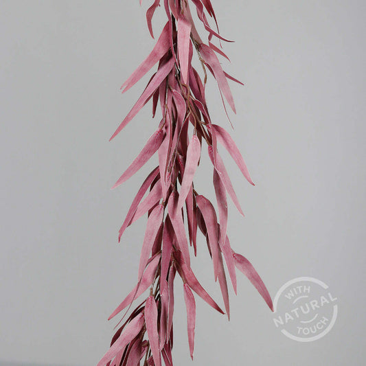 Guirlande artificielle d'eucalyptus - feuillage pour intérieur - H.120cm bordeaux S3