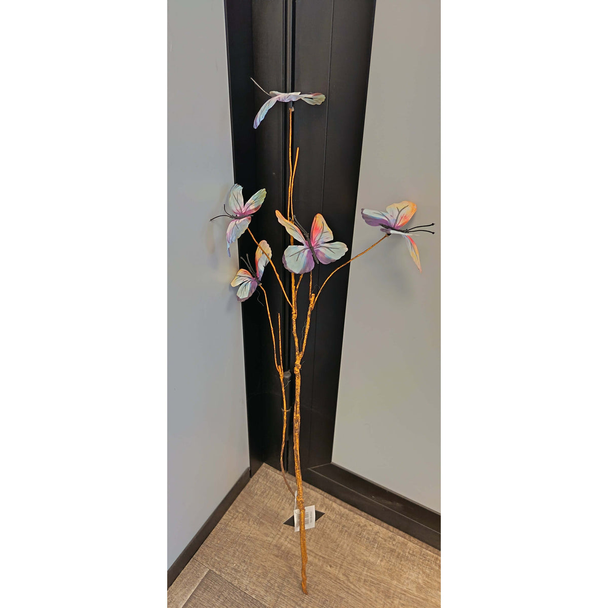 Branche artificielle décorative de 5 papillons- décoration d'intérieur - H. 69 cm couleur bleu- P2